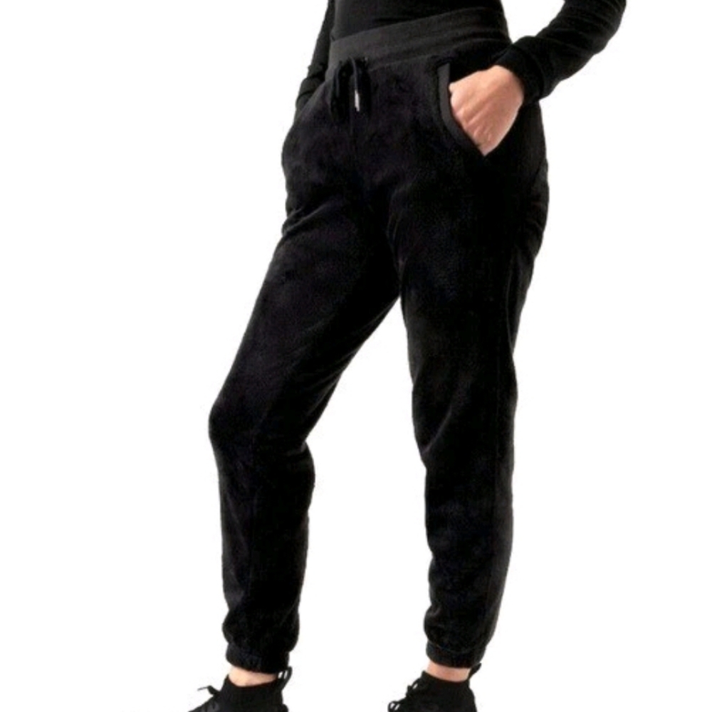 Athleta Pants, Size SP, Double Cozy‎ "Karma" Joggers, Black Velour, Drawstring